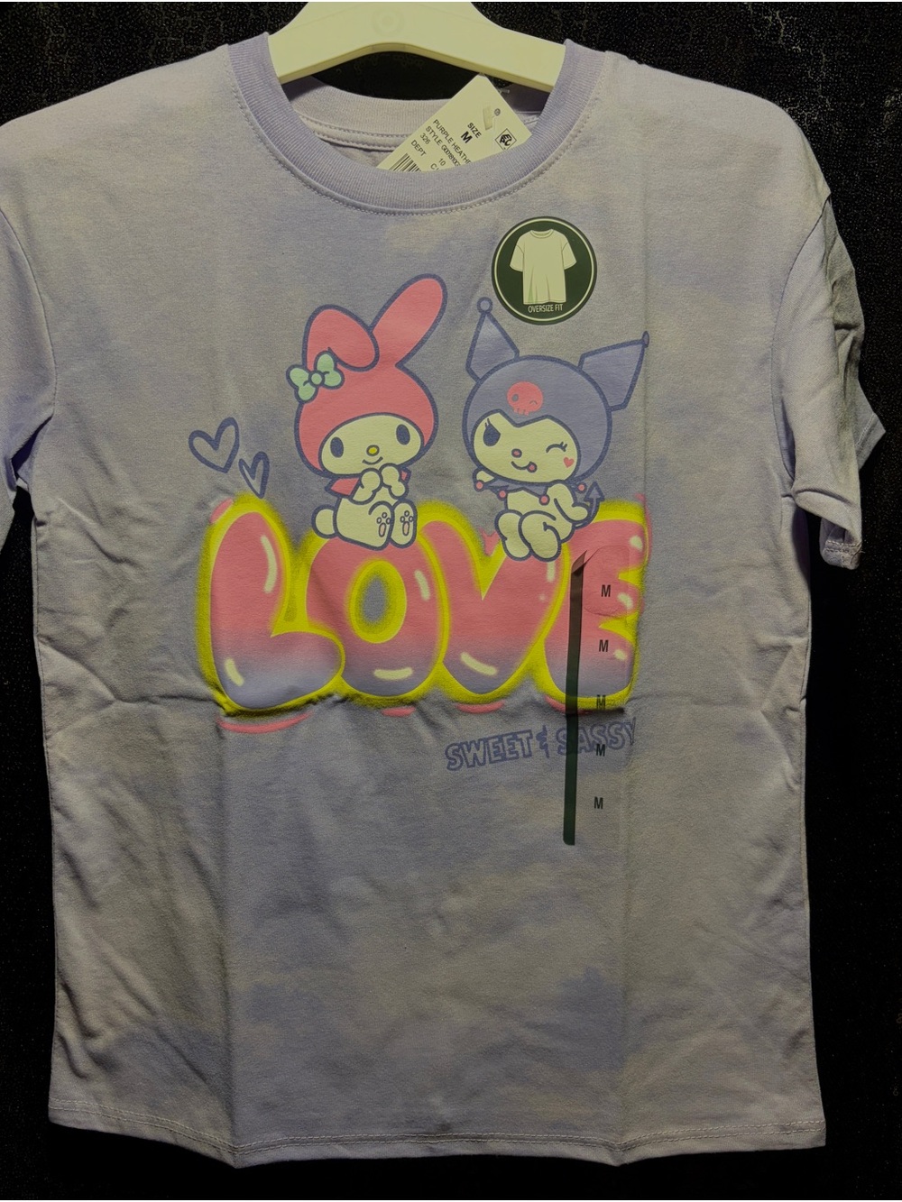 My Melody & Kuromi Lavender 'Love' Kids T‑Shirt - Sweet & Sassy
